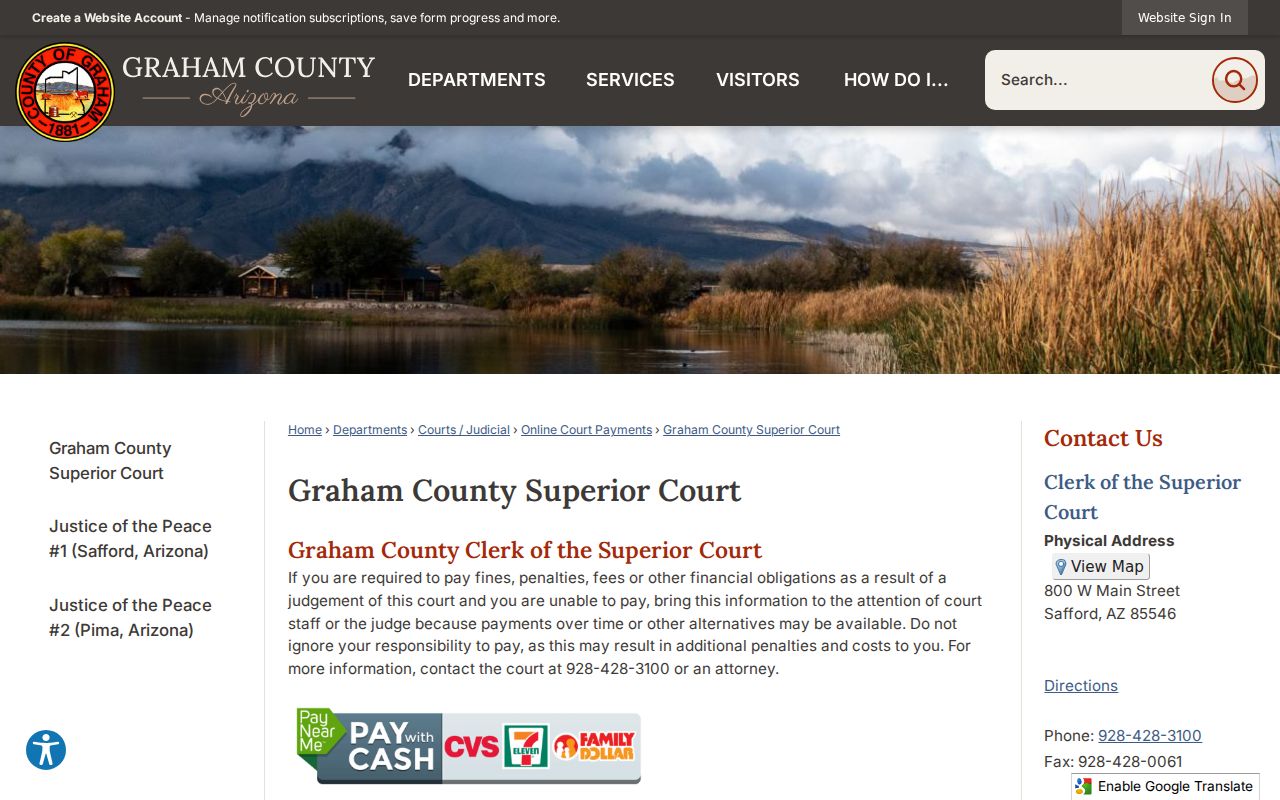 Graham County Superior Court warrant search contact