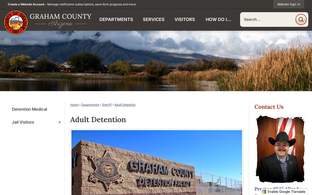 Graham County active warrant detention contact