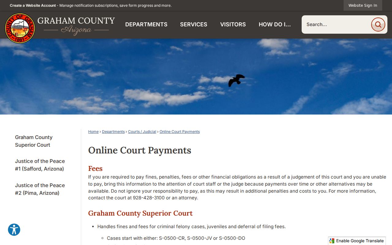 Graham County bench warrant court payment routing